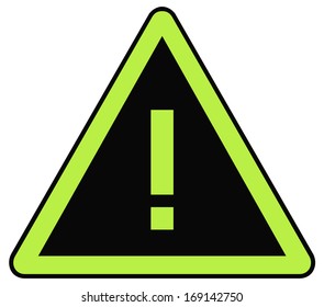 Rounded triangle shape hazard warning sign with exclamation mark symbol. Vector illustration 