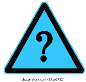 Rounded triangle shape hazard warning sign with question mark symbol. Vector illustration