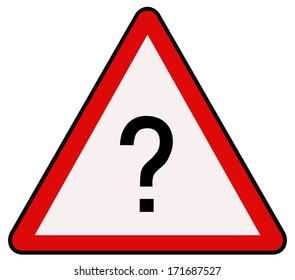 Rounded triangle shape hazard warning sign with question mark symbol. Vector illustration