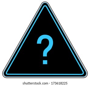Rounded triangle shape hazard warning sign with question mark symbol. Vector illustration