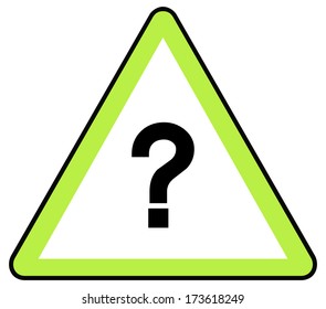 Rounded triangle shape hazard warning sign with question mark symbol. Vector illustration