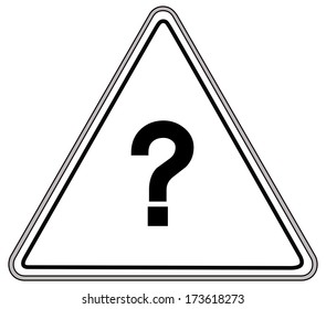 Rounded triangle shape hazard warning sign with question mark symbol. Vector illustration