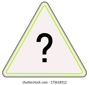 Rounded triangle shape hazard warning sign with question mark symbol. Vector illustration