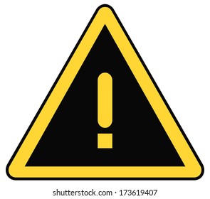 Rounded triangle shape hazard warning sign with exclamation mark symbol. Vector illustration