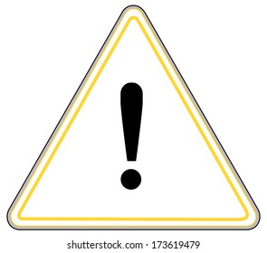 Rounded triangle shape hazard warning sign with exclamation mark symbol. Vector illustration