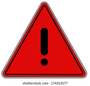 Rounded triangle shape hazard warning sign with exclamation mark symbol. Vector illustration