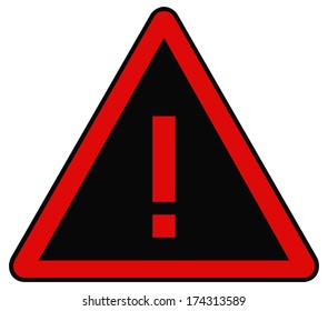 Rounded triangle shape hazard warning sign with exclamation mark symbol. Vector illustration