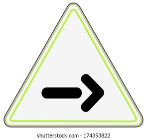 Rounded triangle shape hazard warning sign with arrow symbol. Vector illustration