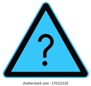 Rounded triangle shape hazard warning sign with question mark symbol. Vector illustration 