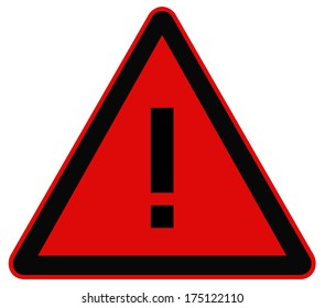 Rounded triangle shape hazard warning sign with exclamation mark symbol. Vector  illustration