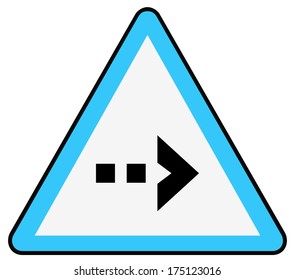 Rounded triangle shape hazard warning sign with arrow symbol. Vector illustration
