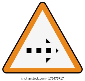 Rounded triangle shape hazard warning sign with arrow symbol. Vector illustration