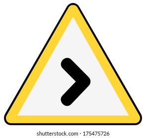 Rounded triangle shape hazard warning sign with arrow symbol. Vector illustration