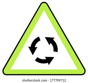 Rounded triangle shape hazard warning sign with arrow symbol. Vector illustration