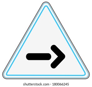 Rounded triangle shape hazard warning sign with arrow symbol. Vector illustration