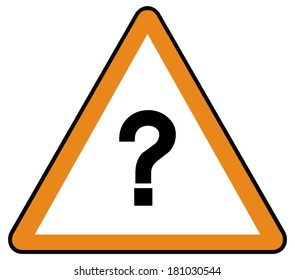 Rounded triangle shape hazard warning sign with question mark symbol . Vector illustration