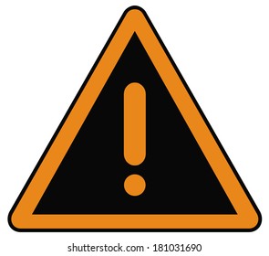 Rounded triangle shape hazard warning sign with exclamation mark symbol. Vector illustration