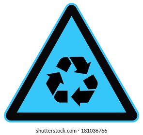 Rounded triangle shape hazard warning sign with arrow symbol. Vector illustration