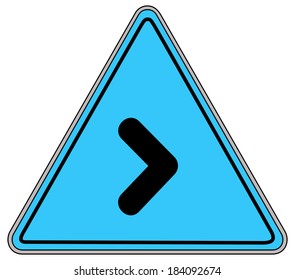 Rounded triangle shape hazard warning sign with arrow symbol. Vector illustration