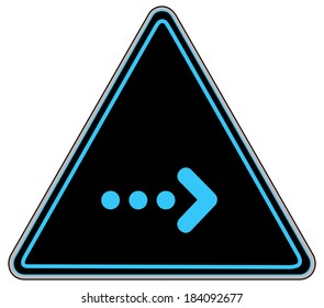 Rounded triangle shape hazard warning sign with arrow symbol. Vector illustration