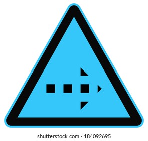 Rounded triangle shape hazard warning sign with arrow symbol. Vector illustration