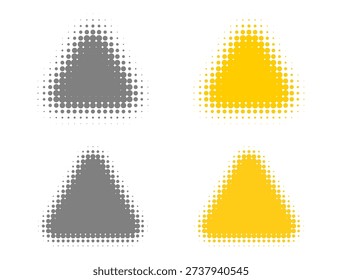 Rounded Triangle Warning Sign Halftone Dot Dotted Effect Cartoon Retro Comic Style Vector Illustration Set