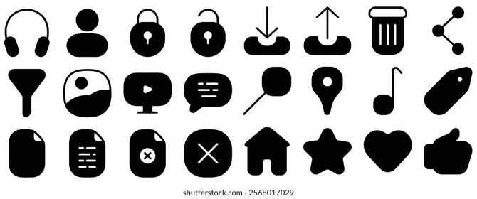 Rounded Ui Icons, Vector icon pack, resizable icons, Fill, Lines, Location, Heart, Search, User, Home, User interface Icons