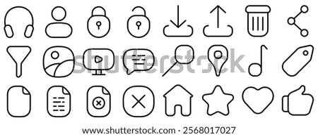 Rounded Ui Icons, Vector icon pack, resizable icons, Fill, Lines, Location, Heart, Search, User, Home, User interface Icons