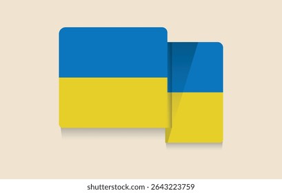 Rounded Ukrainian Flag Icon with 3D Shadow Vector. Stylized vector of the Ukrainian flag with rounded corners and 3D shadow effect, ideal for modern design applications.