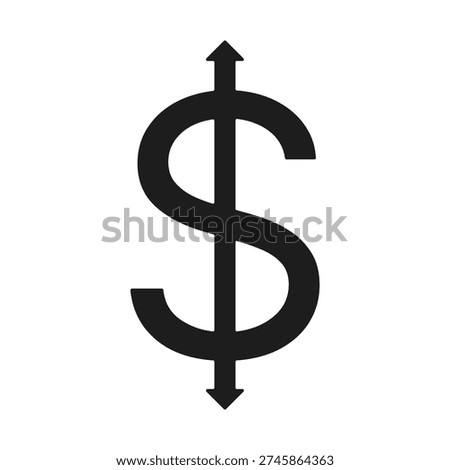 Rounded US dollar double arrow icon. A pointing USD money symbol with round corners. Isolated on a white background.