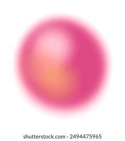 Rounded vector gradient. Pink circle with warm inner shine on white background. Color gradation circle.
