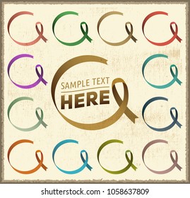 Rounded vector ribbons collection, variety of vintage colors for any event and occasion
