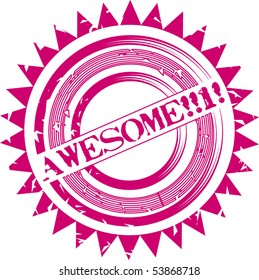 Rounded vector stamp with word Awesome