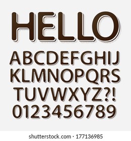 Rounded Vintage Retro Font and Numbers, Eps 10 Vector