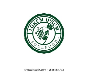 A rounded vintage style for grape fruit company vector logo in green color 