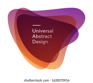 Rounded vivid abstract shapes form. Geometric graphic layered opacity elements. Dynamical flowing forms, wavy line. Gradient color. Template for logo, flyer or presentation. Vector illustration