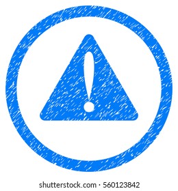 Rounded Warning Error rubber seal stamp watermark. Icon symbol inside circle with grunge design and dirty texture. Unclean vector blue emblem.