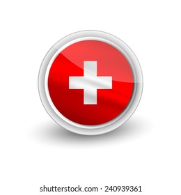 Rounded waving flag of Switzerland