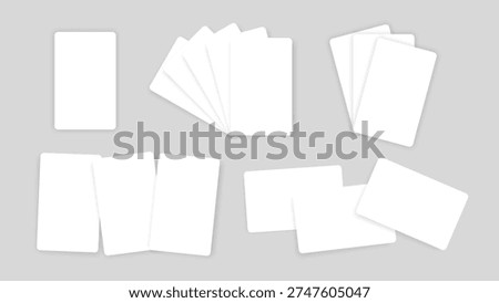 Rounded White Card Mockup Set for Business, RFID Access, Hotel Key and Bank Payment Cards Vector Illustration