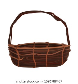 Rounded wooden Basket separate in layer, Easy to use and input artworks, vector art isolated on white.