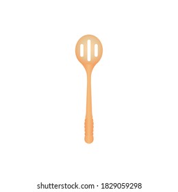 Rounded wooden spatula vector illustration isoalted on white background. Flippers or Turner. Natural Wood Material tool for cooking and BBQ. Suitable for Realistic 3d Mockup. 8/35