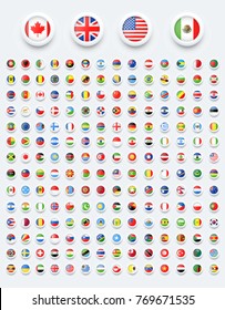 Rounded world flags button with shadow