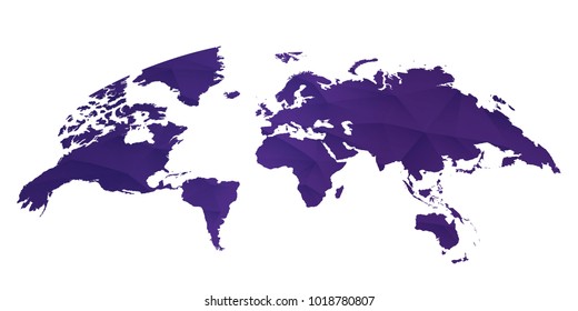 Rounded world map on white background in ultra violet color.