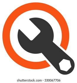 Rounded Wrench vector icon. Style is bicolor flat symbol, orange and gray colors, rounded angles, white background.