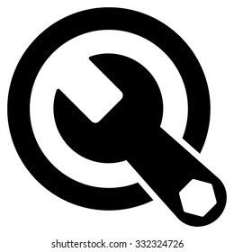 Rounded Wrench vector icon. Style is flat symbol, black color, rounded angles, white background.