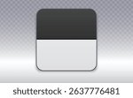 Rounded-corner button with dark and light gray split, perfect for app interfaces, dashboard widgets, or interactive web elements. Subtle 3D lift with transparent background.