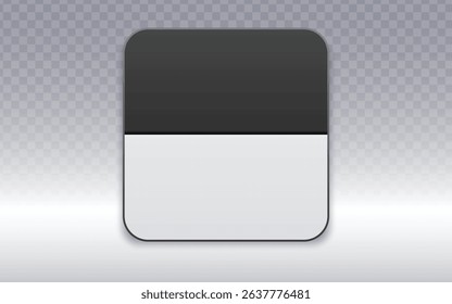 Rounded-corner button with dark and light gray split, perfect for app interfaces, dashboard widgets, or interactive web elements. Subtle 3D lift with transparent background.