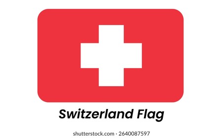 Rounded-Corner Swiss Flag Icon: Red Background, White Cross