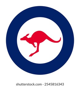 Roundel Ilustración vectorial de la bandera de la fuerza aérea australiana aislada. Símbolo militar orgulloso de la aviación de Australia. Soldados del escudo nacional de armas. Emblema patriótico del avión. Commonwealth, Reino Unido