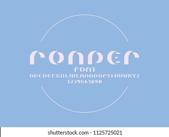 Rounder font. Vector alphabet letters and numbers. Typeface design. 